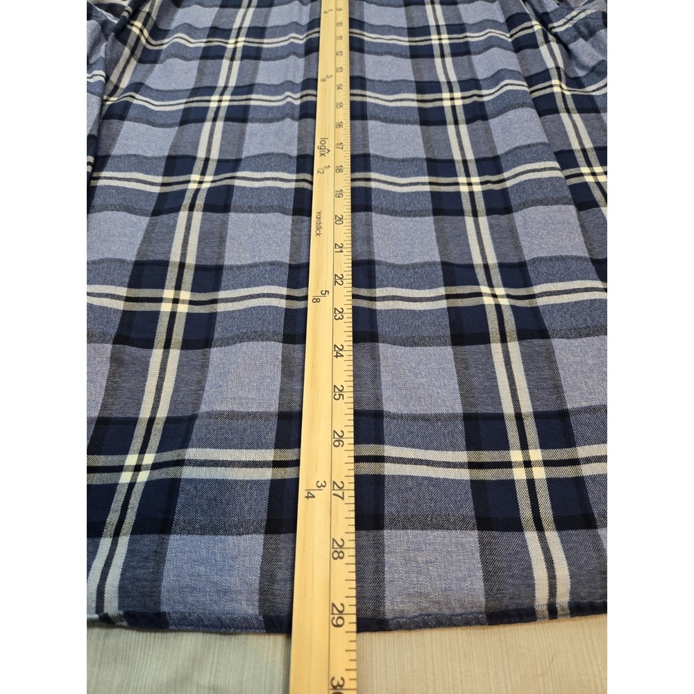 Banana Republic Luxe Flannel Slim Fit Men's Blue Plaid Button-Down Shirt M - Picture 7 of 9